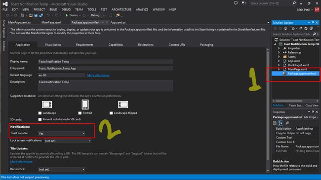 Toast Notification capability